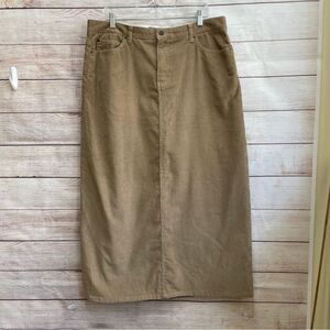 EDDIE BAUER CORDUROY MAXI SKIRT IN KHAKI